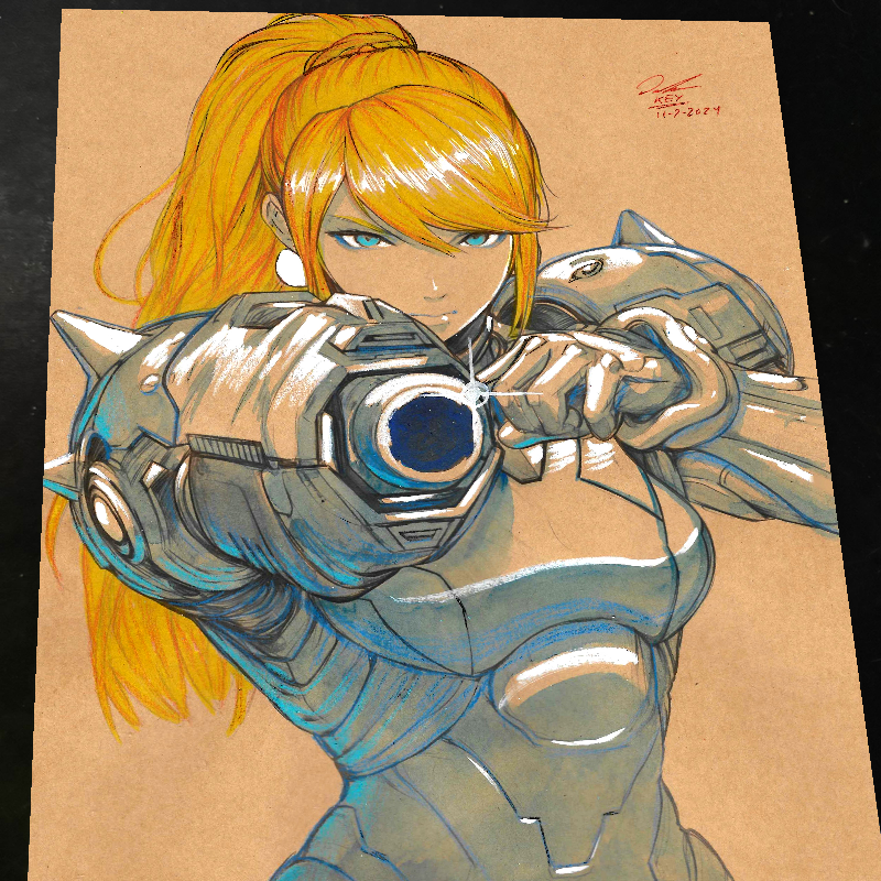 Zero Suit Samus Aran Super Metroid Art Print Signed 8.5x11 | Art by Keyeske