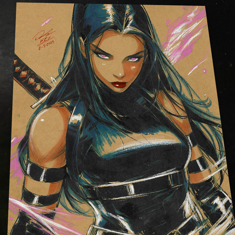 Psylocke Art Print Signed 8.5x11 | Art by Keyeske
