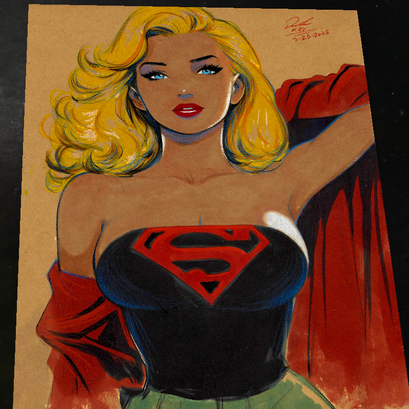 Supergirl DC Art Print Signed 8.5x11 | Art by Keyeske