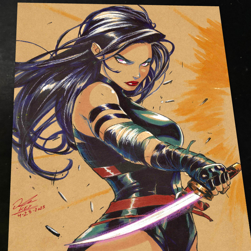 Psylocke Art Print Signed 8.5x11 | Art by Keyeske