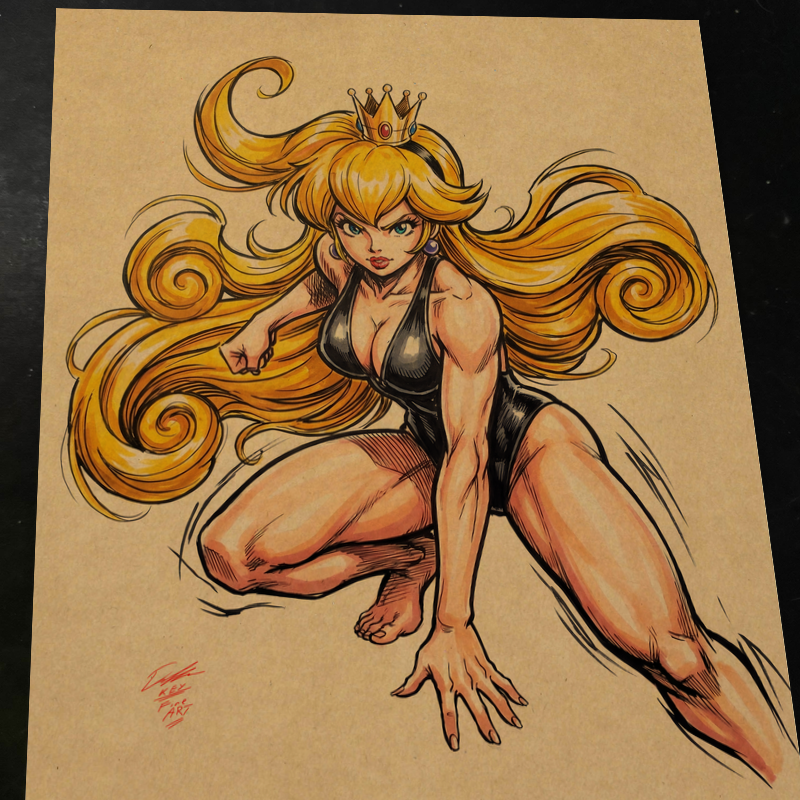 Princess Peach Super Mario Nintendo Art Print Signed 8.5x11 | Art by Keyeske