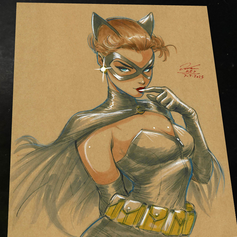 Catwoman Art Print Signed 8.5x11 | Art by Keyeske