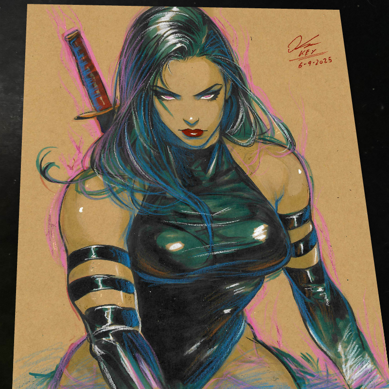 Psylocke Art Print Signed 8.5x11 | Art by Keyeske