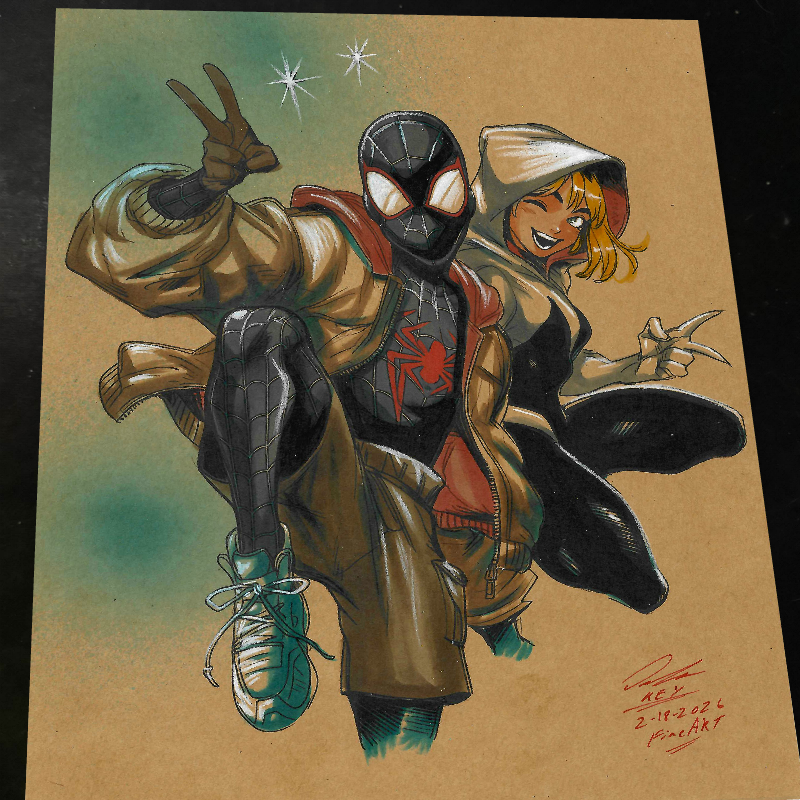 Miles Morales & Gwen Stacy Art Print Signed 8.5x11 | Art by Keyeske