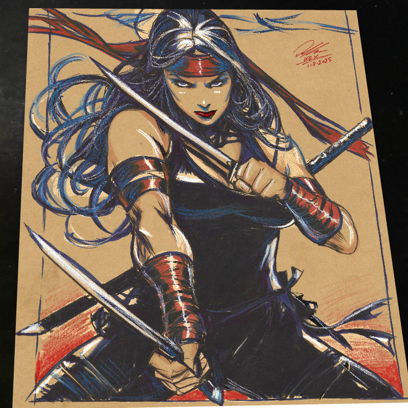 Elektra Art Print Signed 8.5x11 | Art by Keyeske