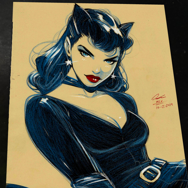 Catwoman Art Print Signed 8.5x11 | Art by Keyeske