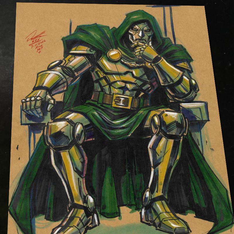 Doctor Doom Marvel Art Print Signed 8.5x11 | Art by Keyeske