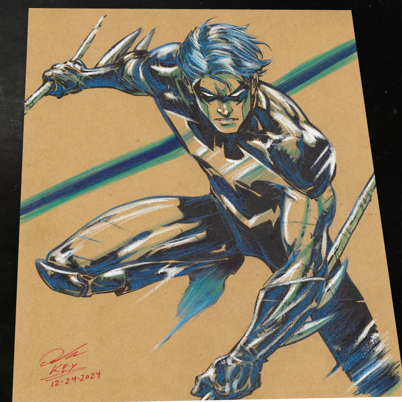 Nightwing Art Print Signed 8.5x11 | Art by Keyeske