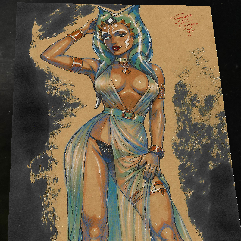 Ahsoka Tano Star Wars Art Print Signed 8.5x11 | Art by Keyeske
