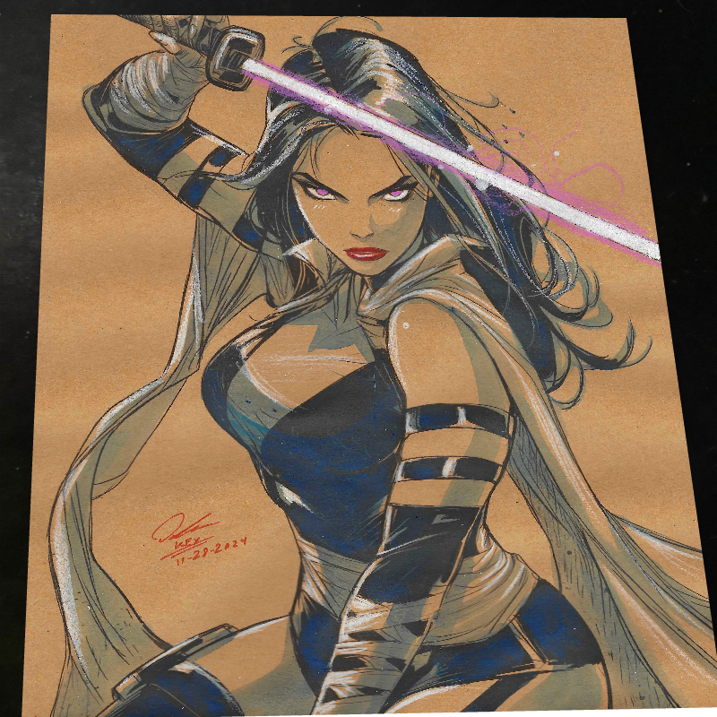 Psylocke Art Print Signed 8.5x11 | Art by Keyeske