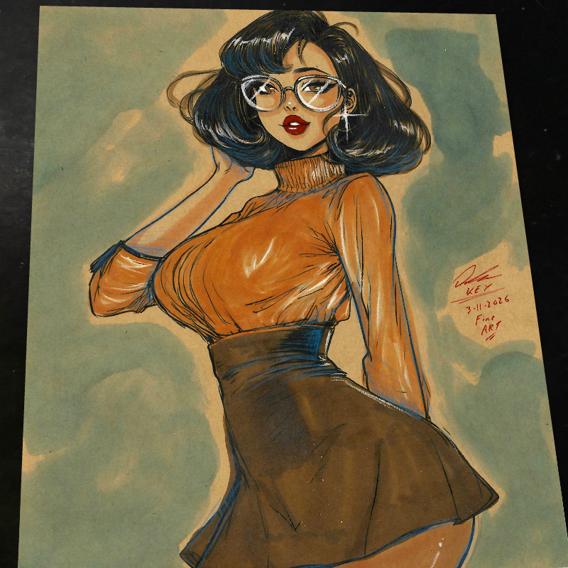 Velma Dinkley Scooby-Doo  Art Print Signed 8.5x11 | Art by Keyeske