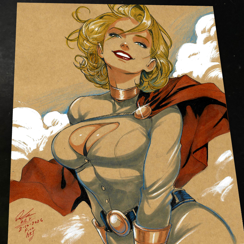 Power Girl Art Print Signed 8.5x11 | Art by Keyeske