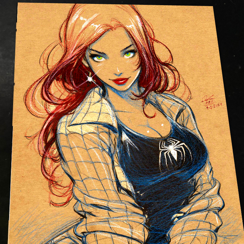 Mary Jane Watson Art Print Signed 8.5x11 | Art by Keyeske
