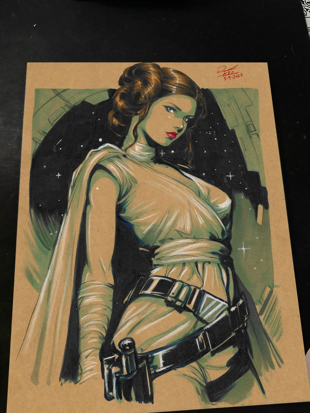 Princess Leia Art Print Signed 8.5x11 | Art by Keyeske