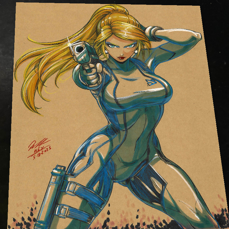 Zero Suit Samus Aran Super Metroid Art Print Signed 8.5x11 | Art by Keyeske