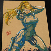 Zero Suit Samus Aran Super Metroid - Marvel art print by Keyeske