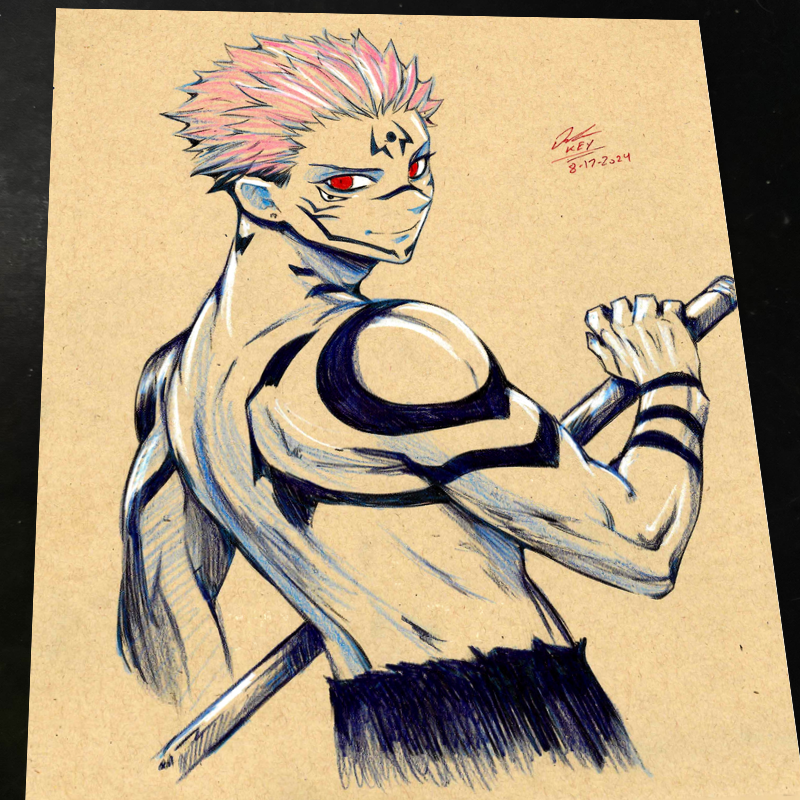 Sukuna Jujutsu Kaisen Art Print Signed 8.5x11 | Art by Keyeske