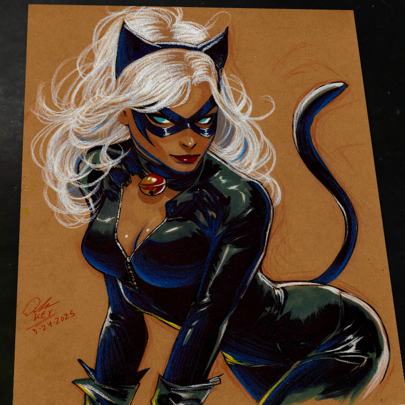 Black Cat Art Print Signed 8.5x11 | Art by Keyeske