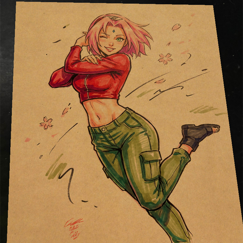 Sakura Haruno Art Print Signed 8.5x11 | Art by Keyeske