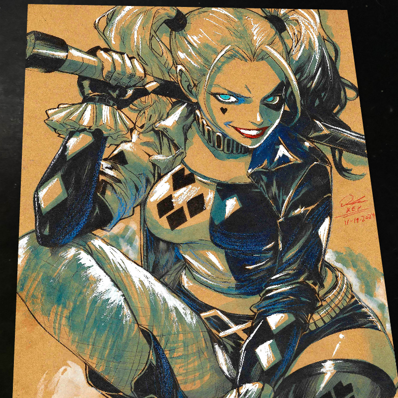 Harley Quinn Print Signed 8.5x11 | Art by Keyeske