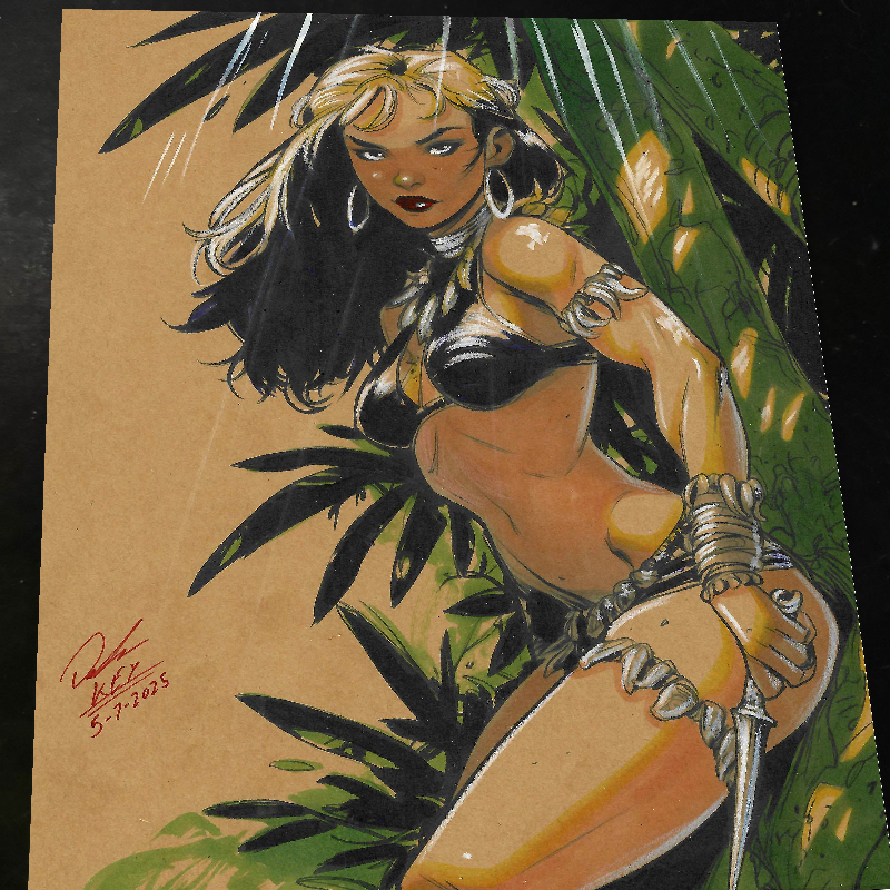 Jungle Girl Art Print Signed 8.5x11 | Art by Keyeske