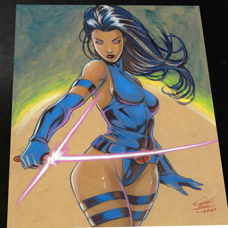 Psylocke Art Print Signed 8.5x11 | Art by Keyeske