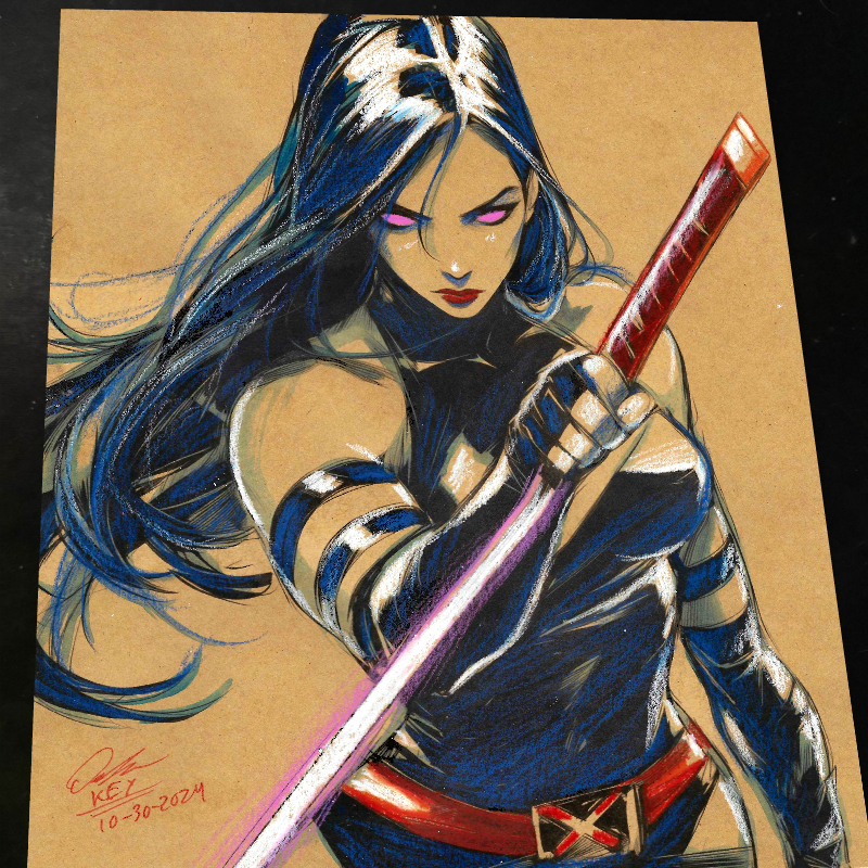 Psylocke Art Print Signed 8.5x11 | Art by Keyeske