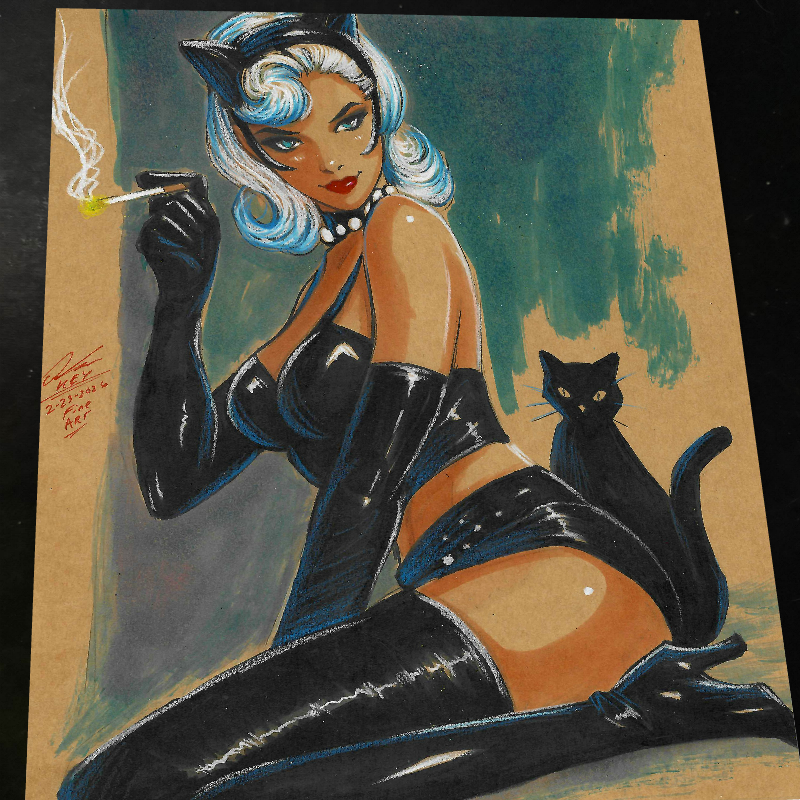 Catwoman Art Print Signed 8.5x11 | Art by Keyeske
