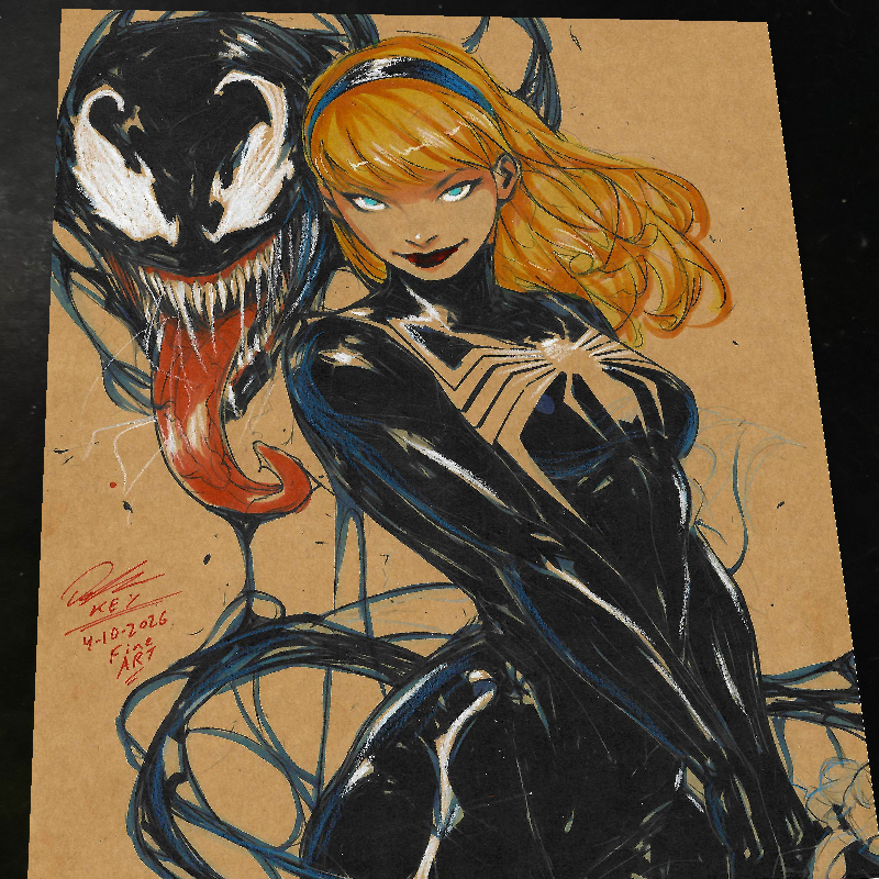 Gwen Stacy x Venom Art Print Signed 8.5x11 | Art by Keyeske