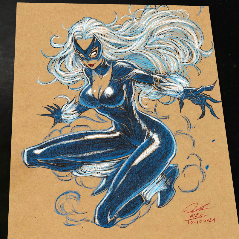 Black Cat Art Print Signed 8.5x11 | Art by Keyeske