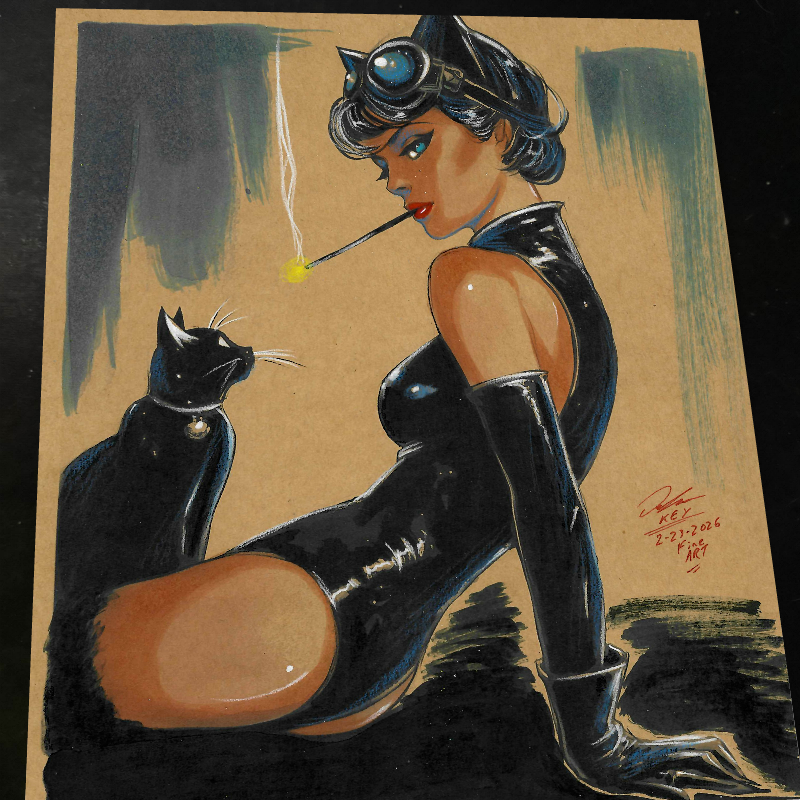 Catwoman Art Print Signed 8.5x11 | Art by Keyeske