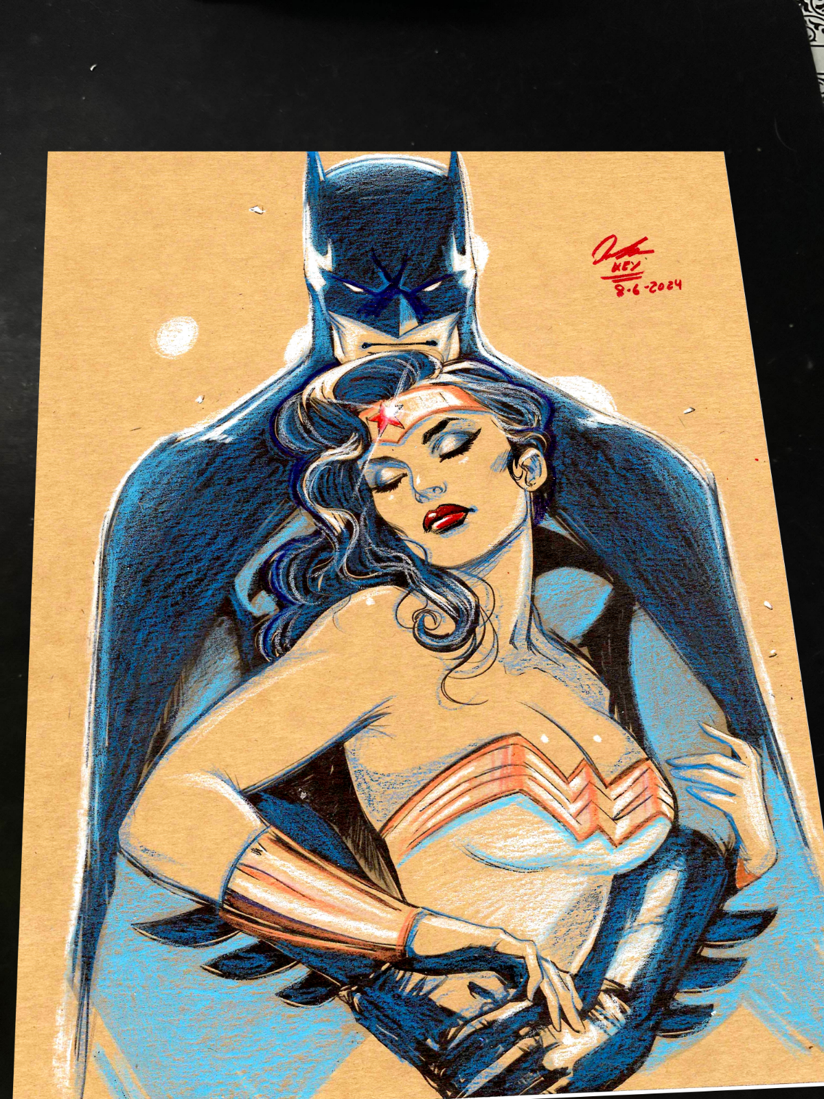 Batman & Wonder Woman Art Print Signed 8.5x11 | Art by Keyeske