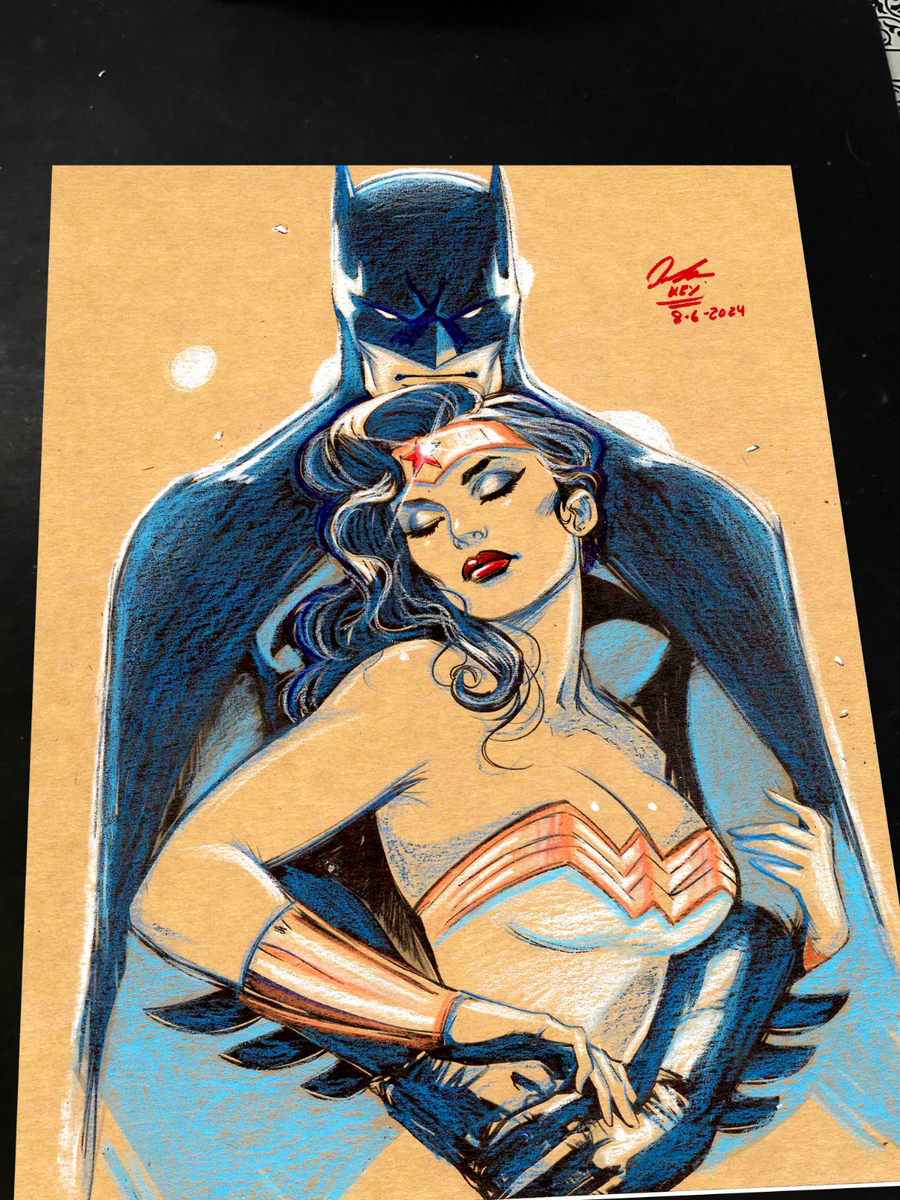 Batman & Wonder Woman Art Print Signed 8.5x11 | Art by Keyeske