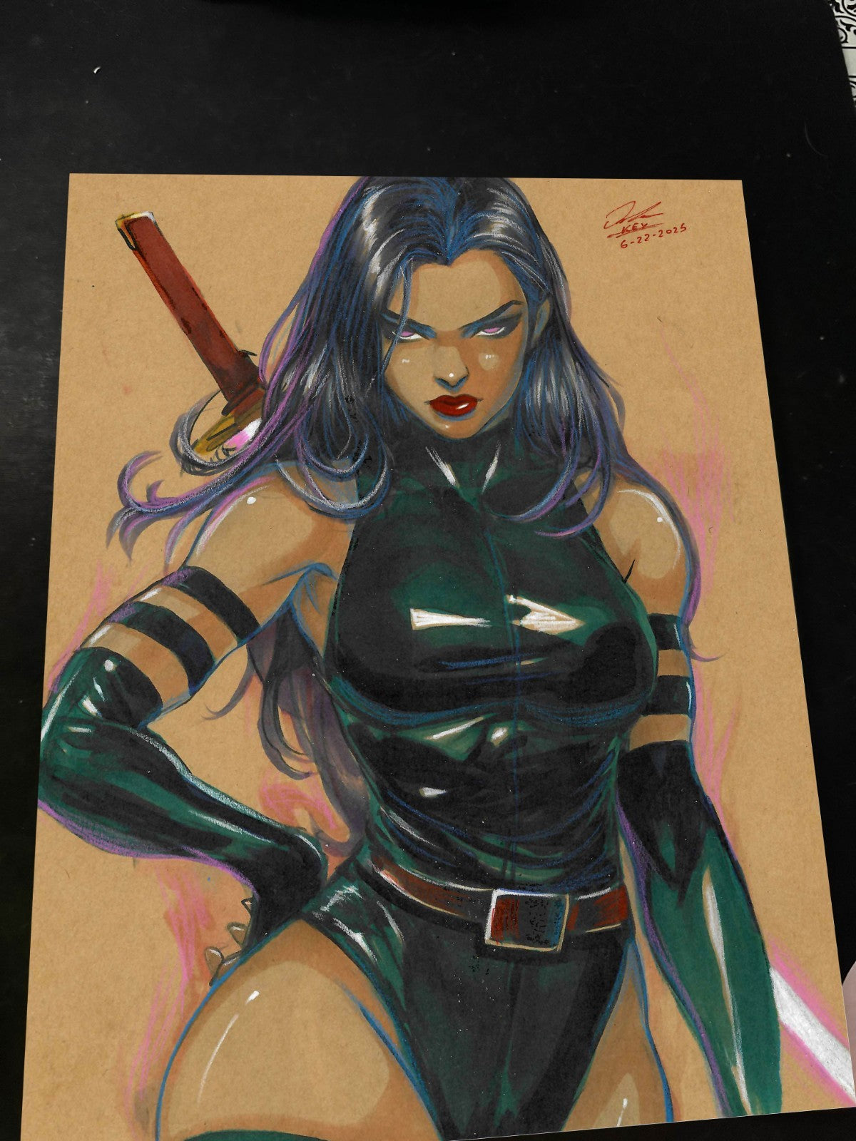 Psylocke Art Print Signed 8.5x11 | Art by Keyeske