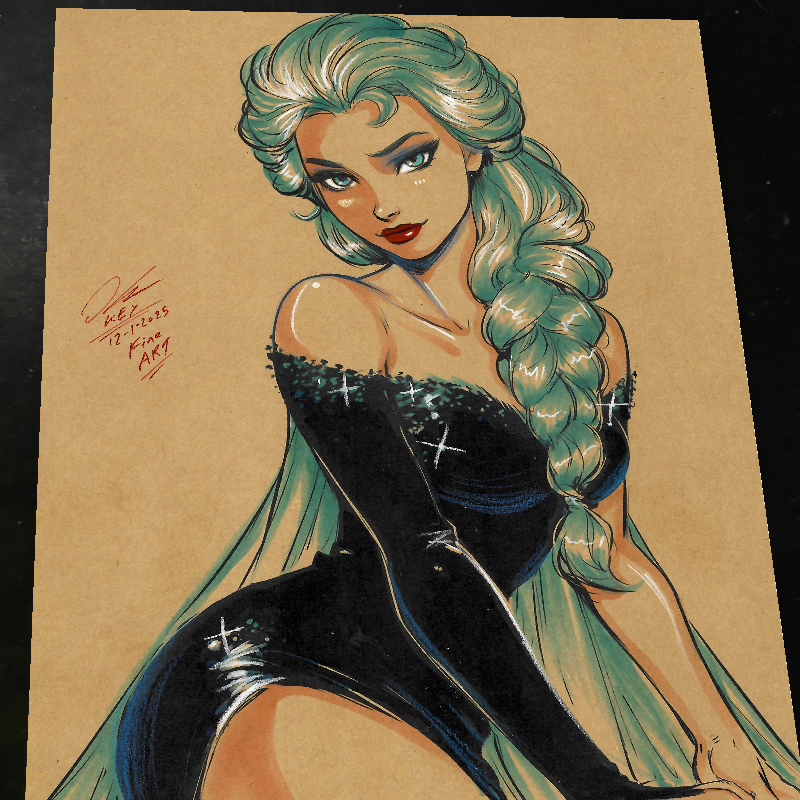 Elsa Frozen Art Print Signed 8.5x11 | Art by Keyeske