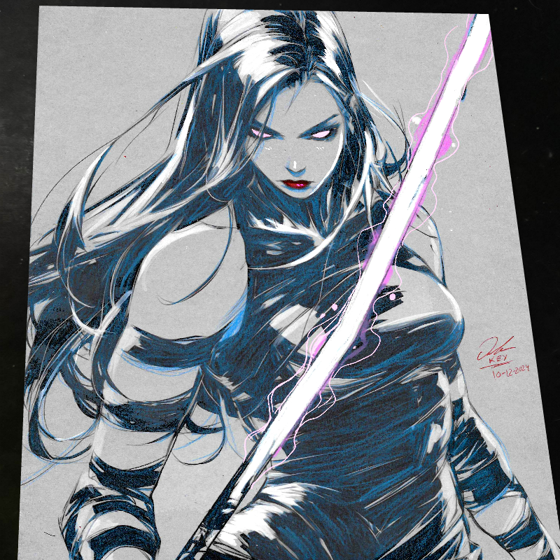 Psylocke Art Print Signed 8.5x11 | Art by Keyeske