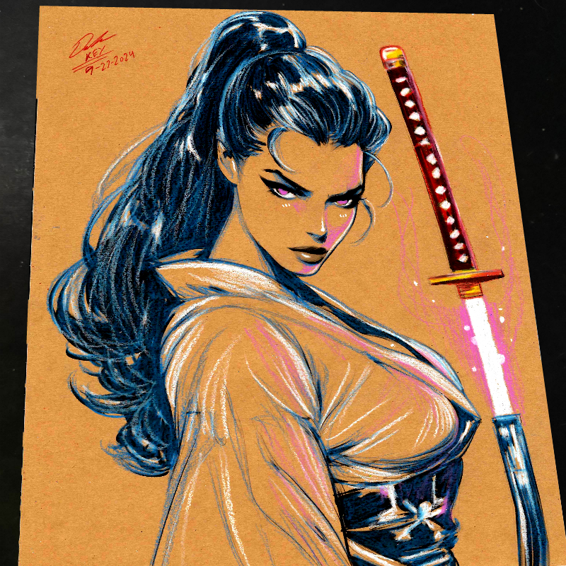 Psylocke Art Print Signed 8.5x11 | Art by Keyeske