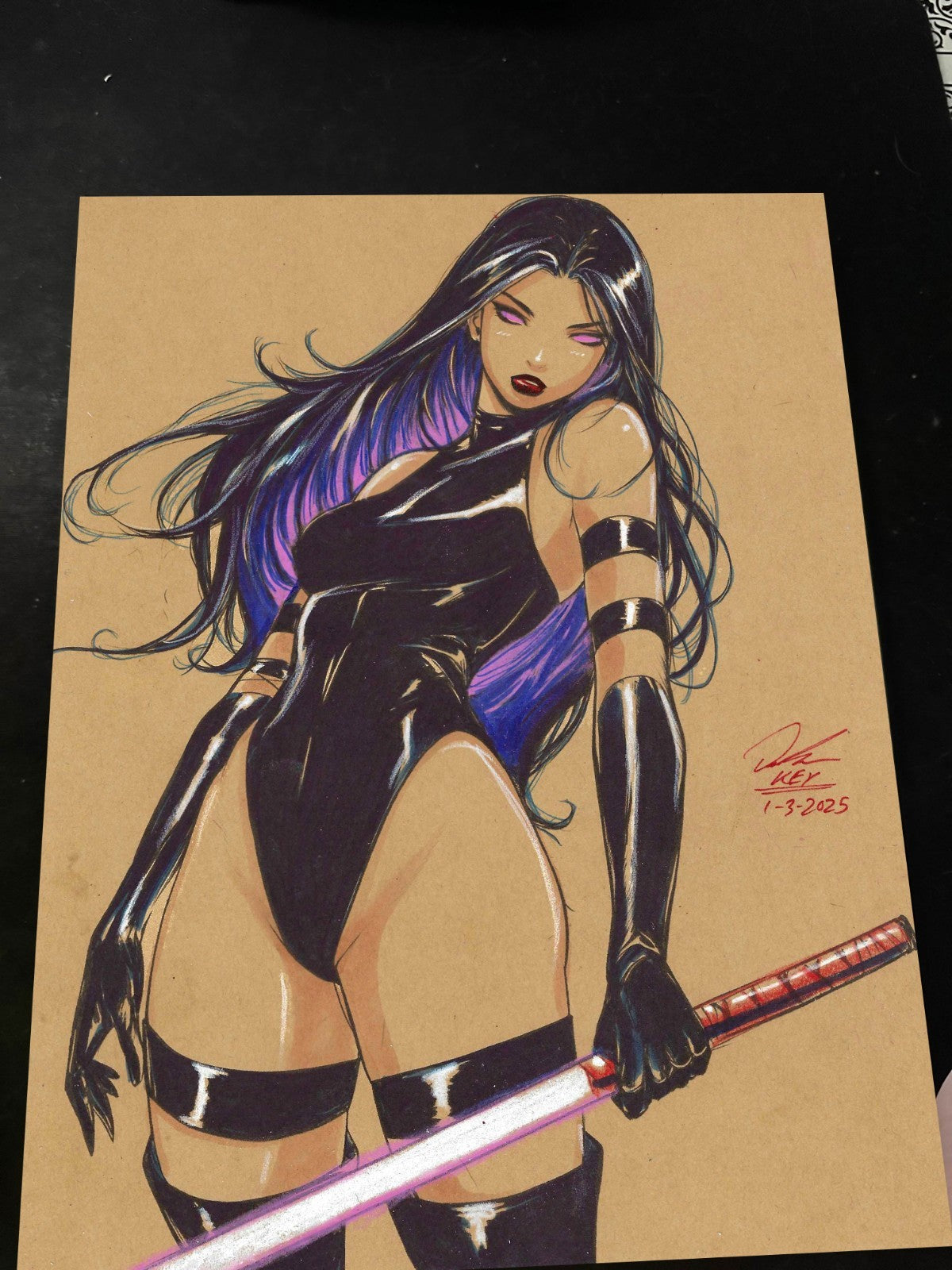 Psylocke Art Print Signed 8.5x11 | Art by Keyeske