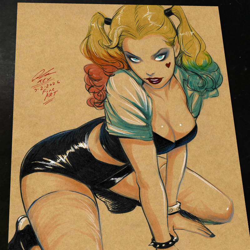 Harley Quinn Print Signed 8.5x11 | Art by Keyeske