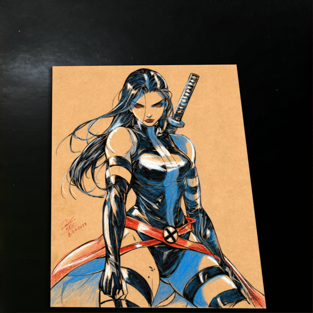 Psylocke Art Print Signed 8.5x11 | Art by Keyeske