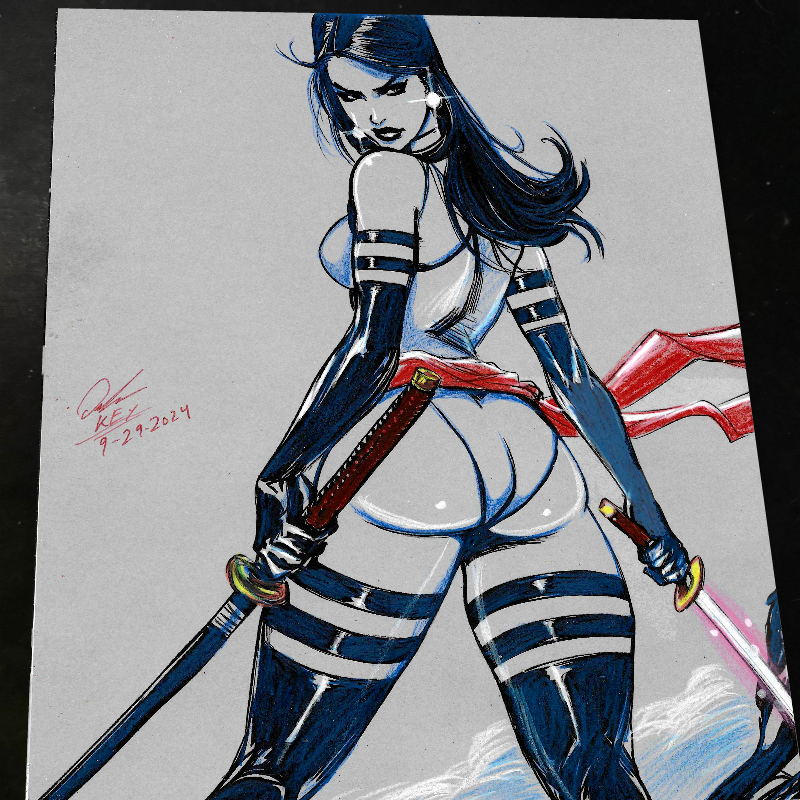 Psylocke Art Print Signed 8.5x11 | Art by Keyeske
