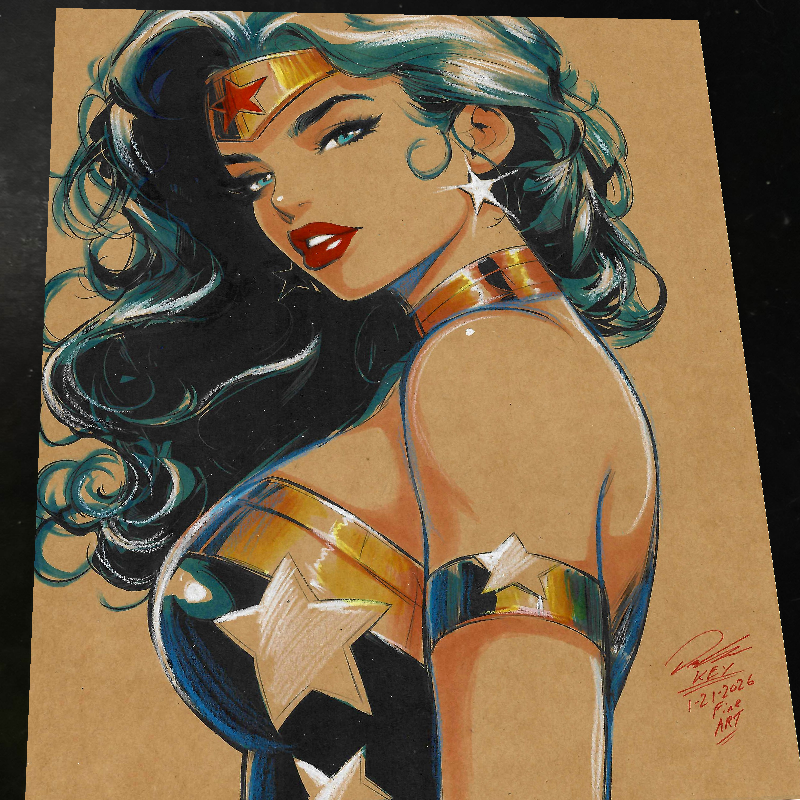Wonder Woman Art Print Signed 8.5x11 | Art by Keyeske