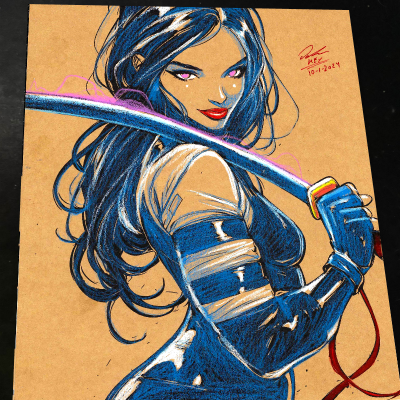 Psylocke Art Print Signed 8.5x11 | Art by Keyeske