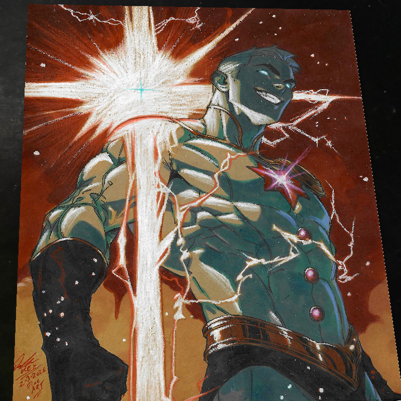 Captain Atom DC Comics Art Print Signed 8.5x11 | Art by Keyeske