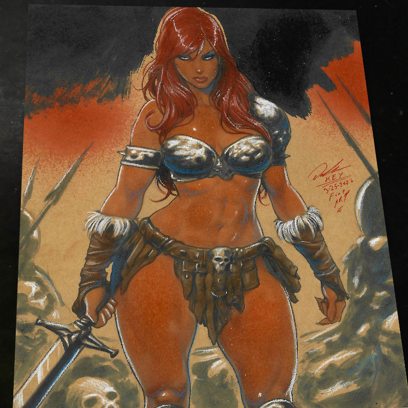 Red Sonja Art Print Signed 8.5x11 | Art by Keyeske