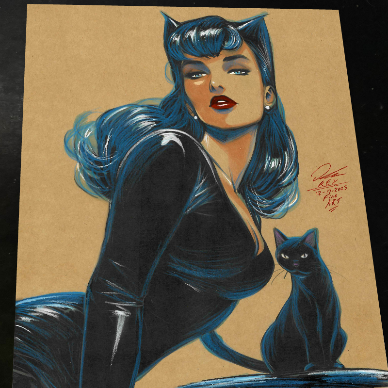 Catwoman Art Print Signed 8.5x11 | Art by Keyeske