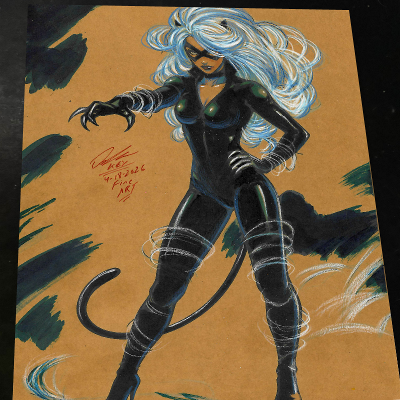 Black Cat Art Print Signed 8.5x11 | Art by Keyeske