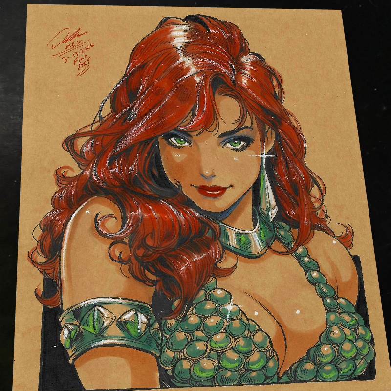 Red Sonja Art Print Signed 8.5x11 | Art by Keyeske