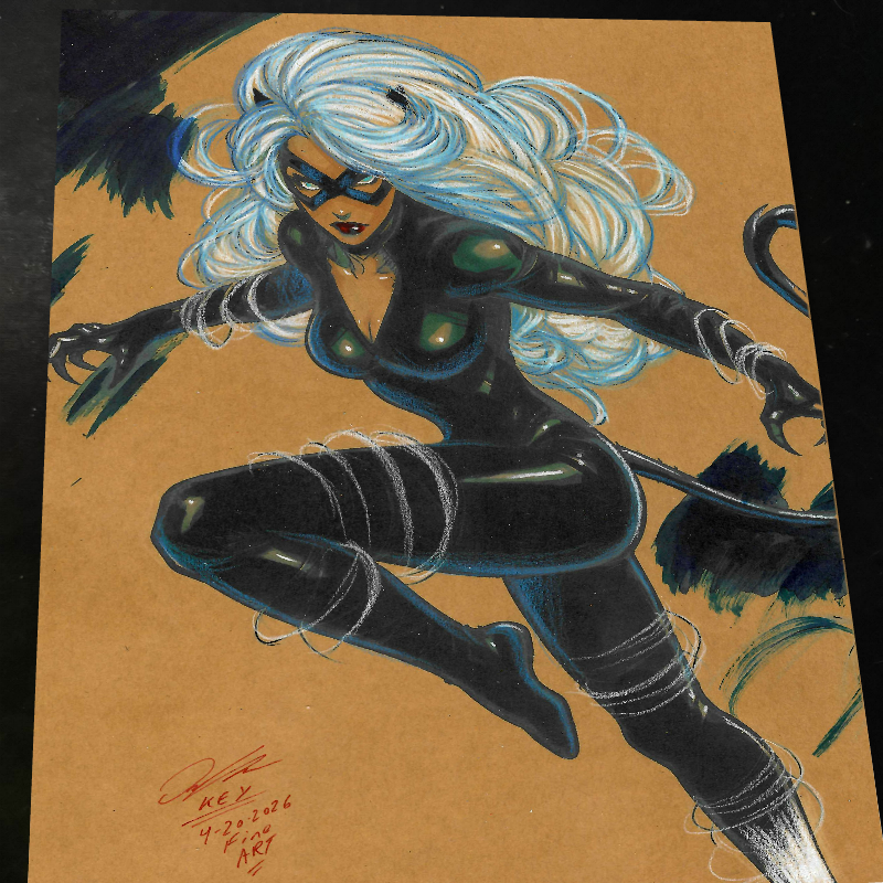 Black Cat Art Print Signed 8.5x11 | Art by Keyeske
