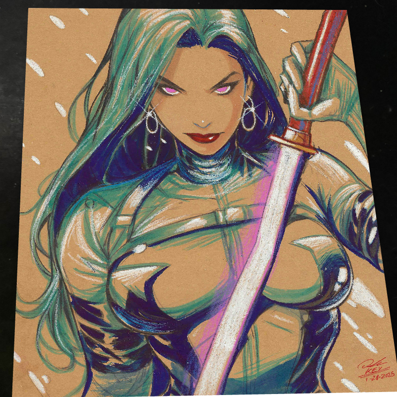 Psylocke Art Print Signed 8.5x11 | Art by Keyeske